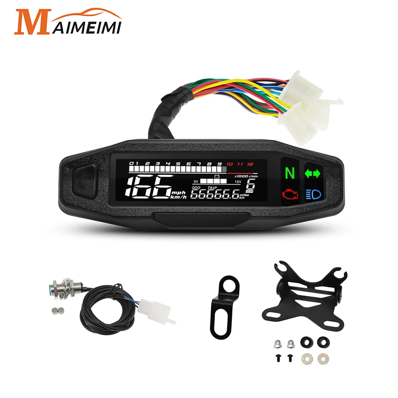 Universal Digital Motorcycle Speedometer Moto Meter Digital Tachometer Odometer Instrument Sensor Speed Gauge Tacho RPM Meter