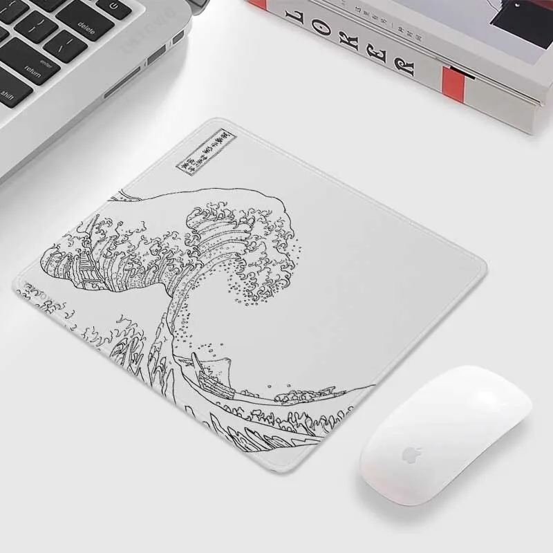 Mousepad Small size Hot Sell Computer Gaming Mousepads Art Gamer Anti slip Black And White Great Wave Carpet Home Mouse Mat