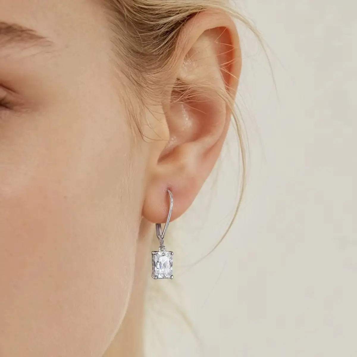 APIR 5*7MM Radiant Cut Moissanite Drop Earrings for Women 925 Silver Lab Diamond Leverback earrings Sparkling Wedding Jewelry
