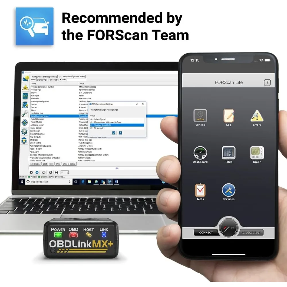 Scanner Bluetooth MX+ OBD2 per iPhone, Android e Windows