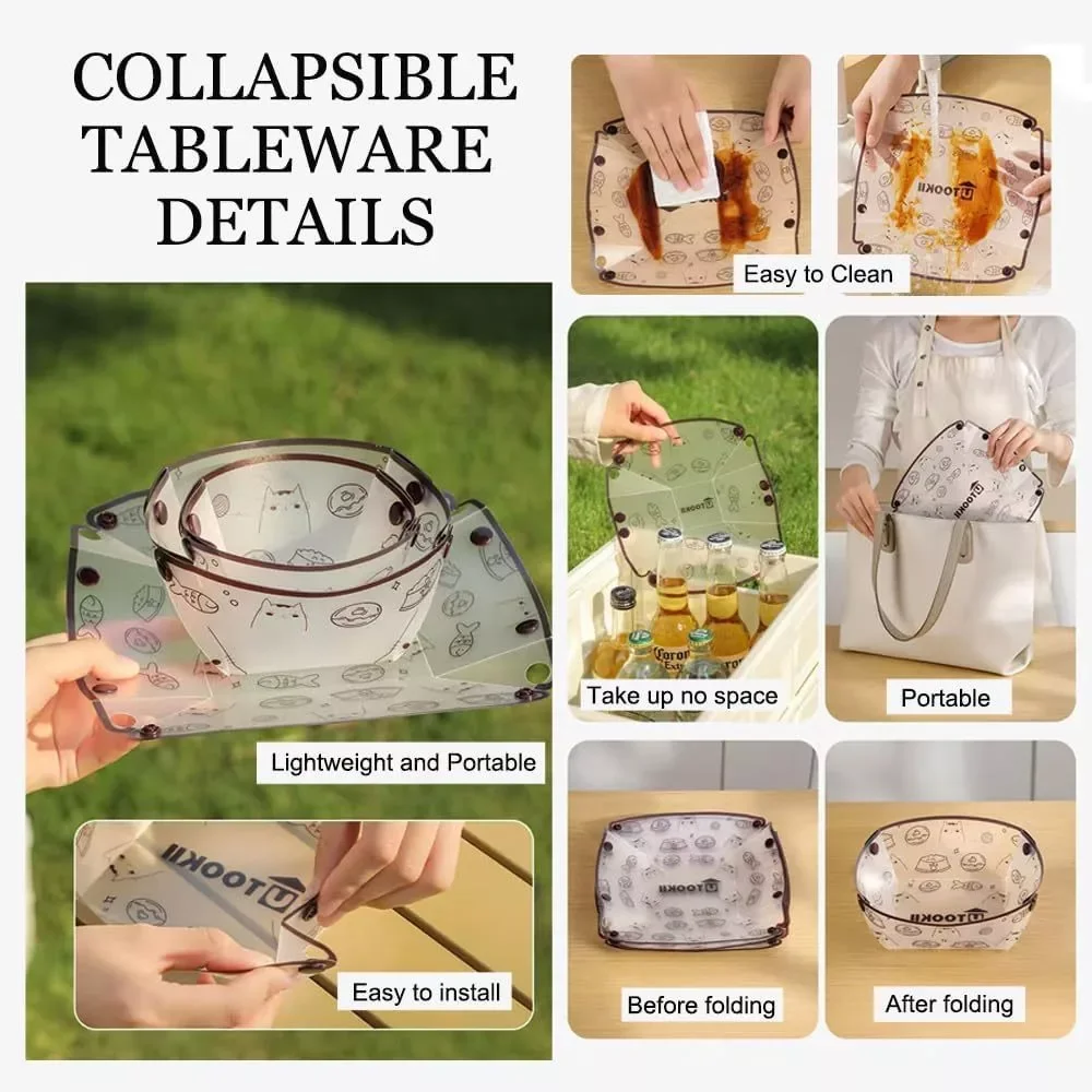 1PCS Outdoor Folding Tableware Coffee Filter Funnel Water Cup Portable Bowl Camping Multi-Purpose Combination Set Plate
