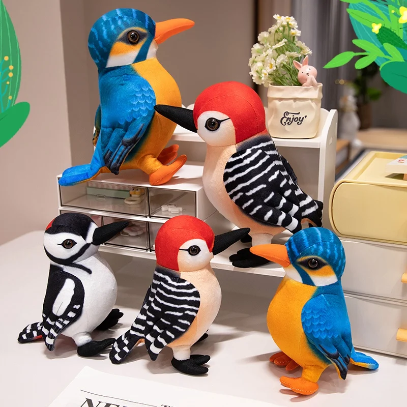 New Lifelike Bird Plush Toys Simulation Woodpecker Plush Stuffed Doll Kawaii Home Decor Cute Birthday Xmas Gifts For Kids