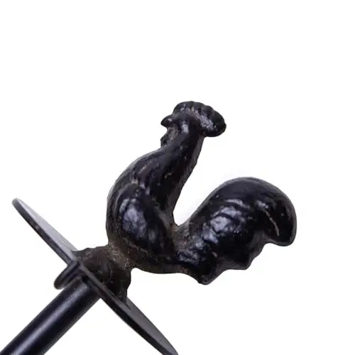 

Black Cast Iron Rooster-Shaped Twine Dispenser With Integrated Scissors Holder For Farmhouse Kitchen Or Garden Decor