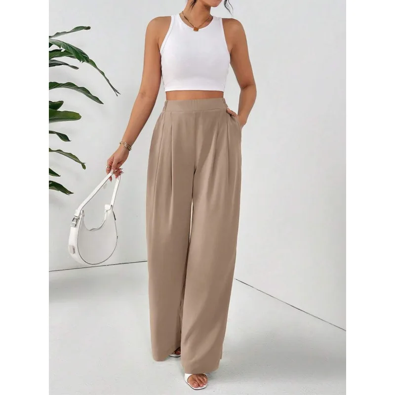 

Женские широкие брюки свободного кроя, повседневные, удобные, модные, весенние, нейтрального стиля, из других материалов