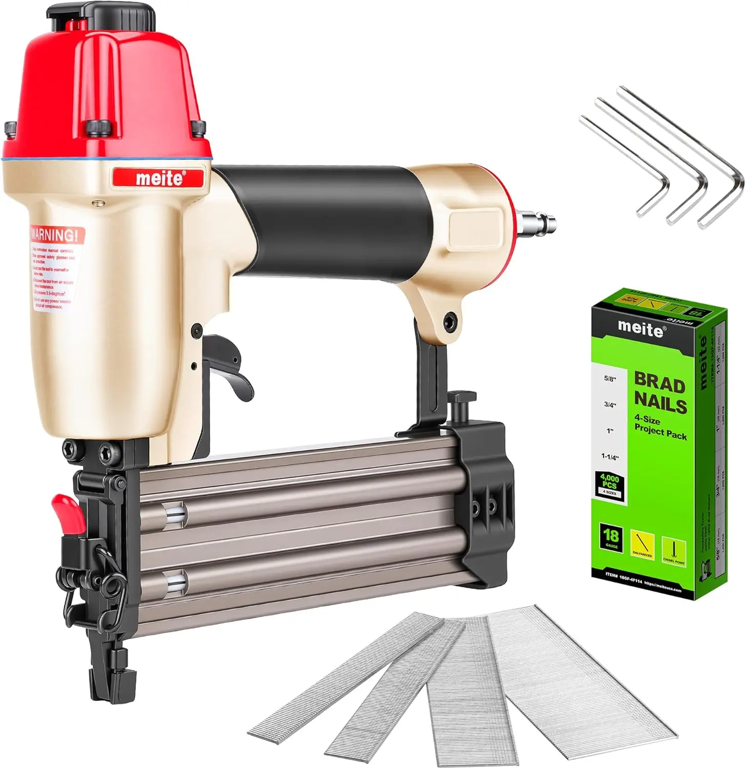 

18 Gauge Pneumatic Brad Nailer with 4000 Nails, 5/8"-2" Brad Nails for Trim, Woodwork & Carpentry