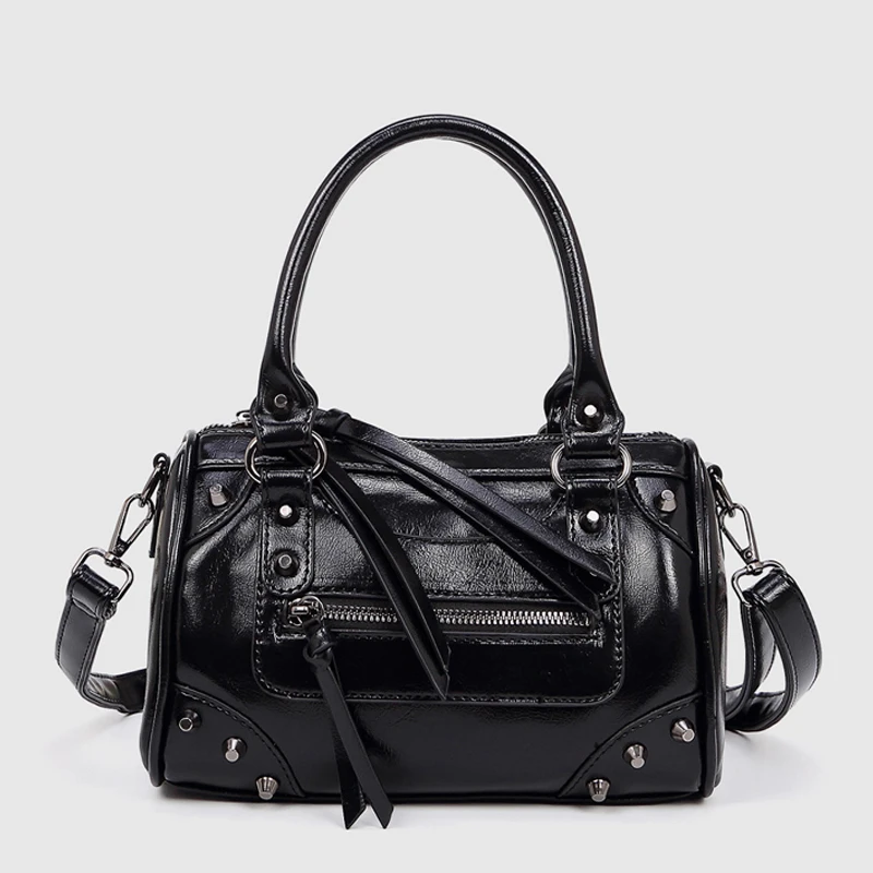 

SHELKSBAG городская мода заклепки искусственная кожа подушка сумки на плечо женские сумки большой вместимости боулинг мото маленькая сумка через плечо