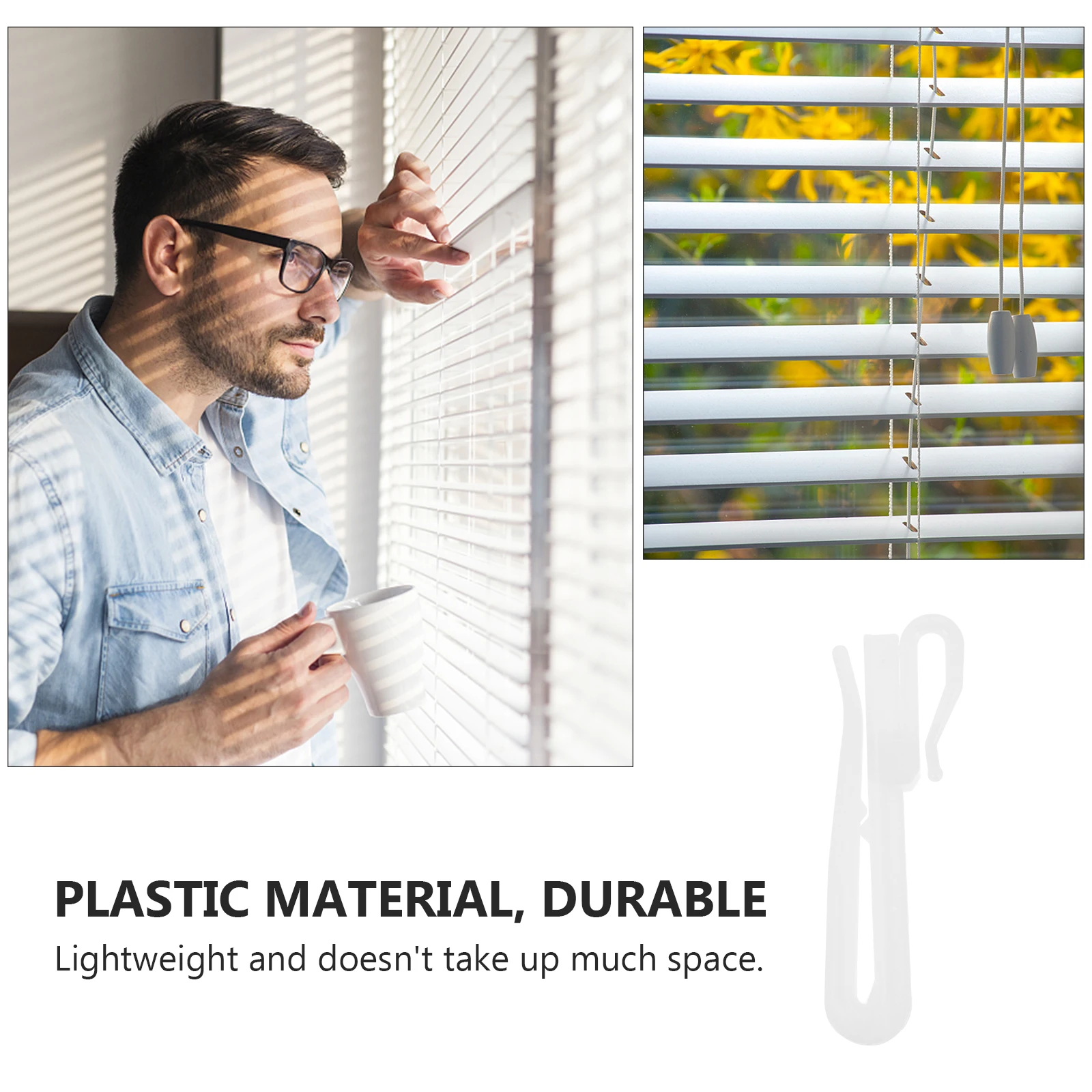 

300Pcs Curtain Adjusting Hooks Plastic Home Accessories Rust-Resistant Long-Lasting Use for Kitchens Bedrooms