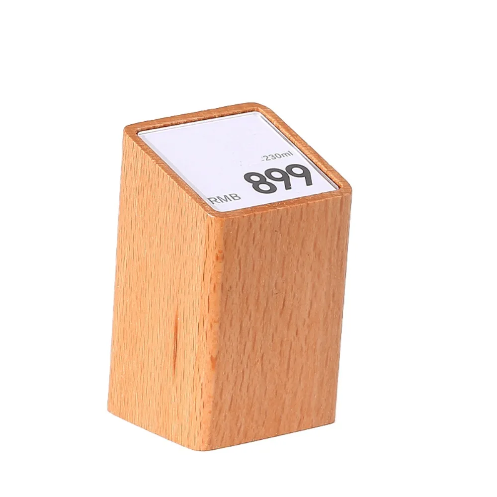 

Multi-size Price Tag Holder Wood Base Kahki Coffee Display Stand Sign Holder Acrylic Window Price Display Rack Jewelry Display