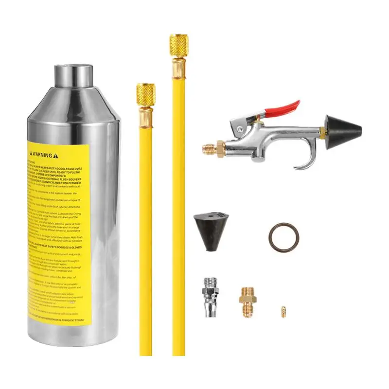 

Automotive Air Conditioning Piping Condenser Canister Cleaning Bottle Kits A/C System Flush SET Stainless Steel Canister Cleaner