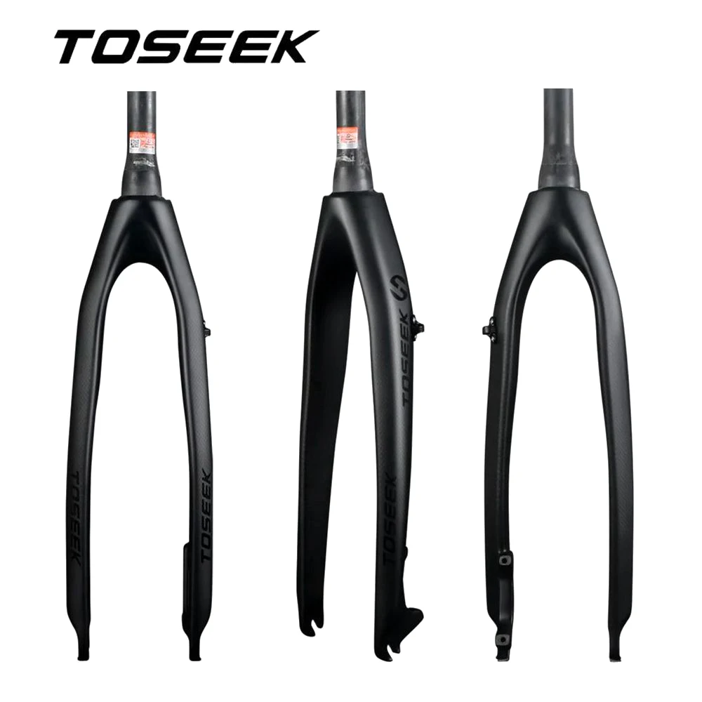 Horquilla Delantera de Fibra de Carbono TOSEEK T800 para Bicicleta de Montaña, Piezas de Horquilla para Bicicleta de Montaña, Horquilla de Tubo Cónico Compatible con Ruedas de 26, 27.5 y 29 Pulgadas