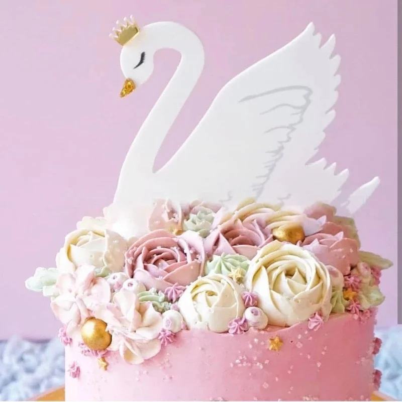 New Theme Animals Happy Birthday Cake Topper Cartoon Giraffe Swan Dogs Cats Cake Topper for Baby Birthday Party Cake Decorations