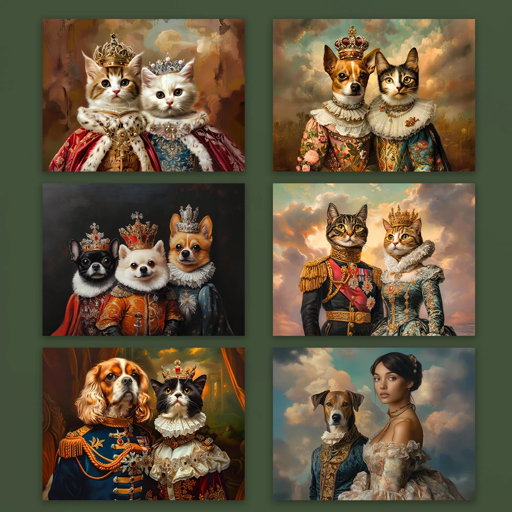 Custom Royal Pet Portrait Poster Dog Portrait Renaissance Dog or Cat Canvas Painting Canvas Painting Personalized Gift Decor