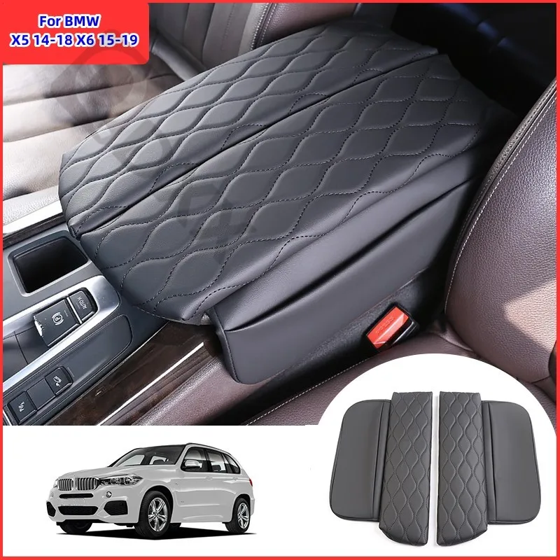 Center Console Cover for BMW X5 F15 2014-2018 X6 F16 2015-2019 Car Armrest Box Pad Soft Leather Elbow Support Arm Rest Cushion