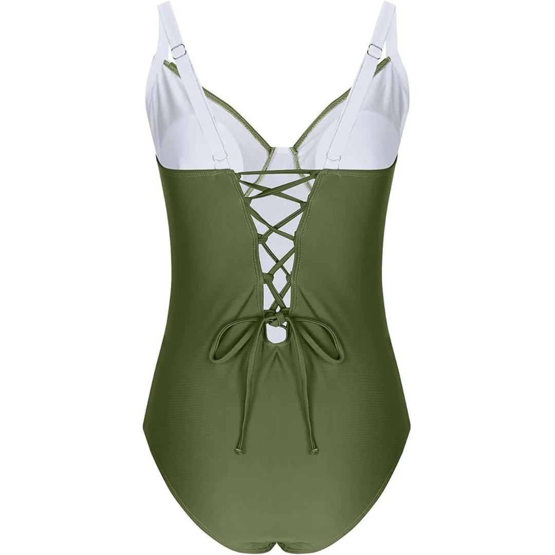 S - XL, 7 Farben, einteiliger Badeanzug mit Schnürung und Spitze, Damen-Badebekleidung, hoch geschnittene Beine, rückenfreier Badeanzug, Badeanzug, Modell V6952. – Detail 27