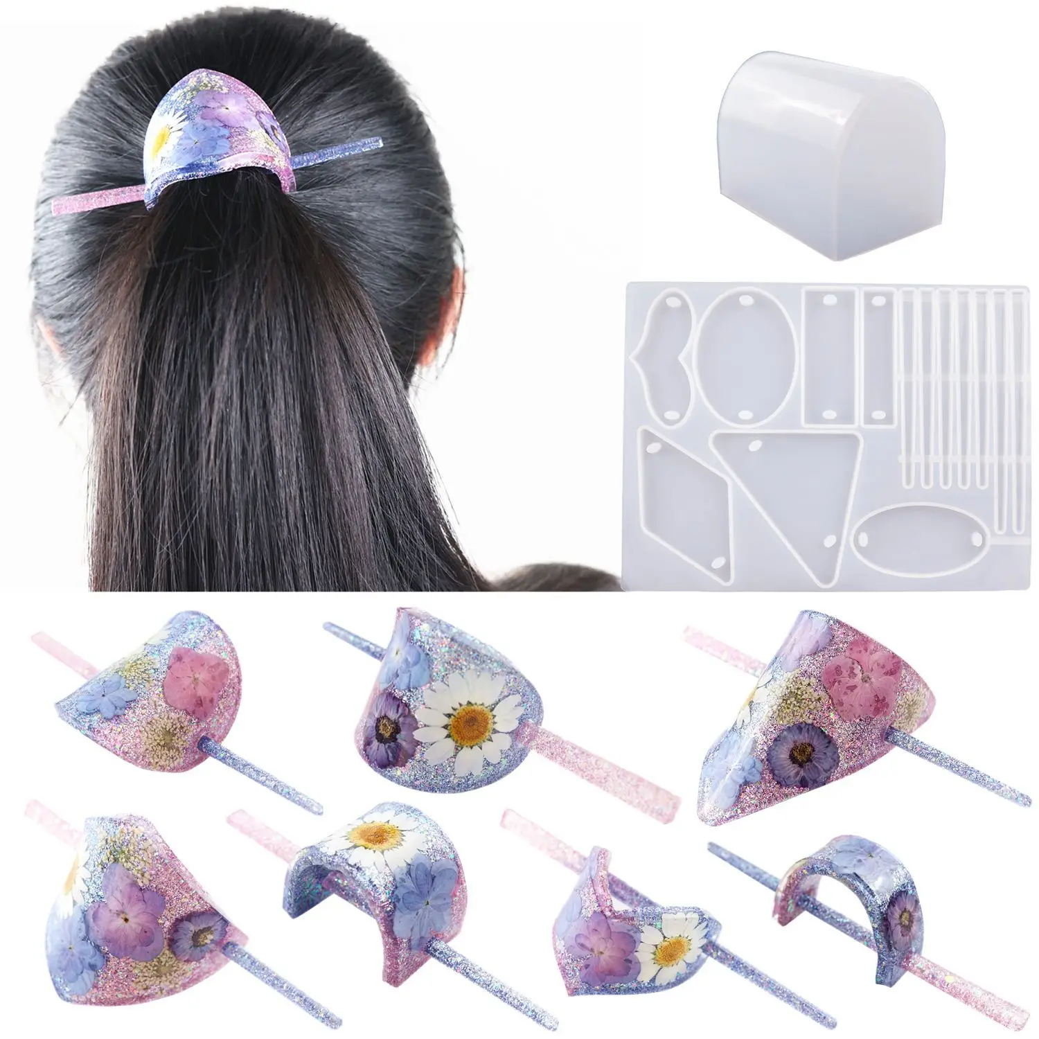 

Diy Crystal drop resin hairpin hairpin mirror silicone mold