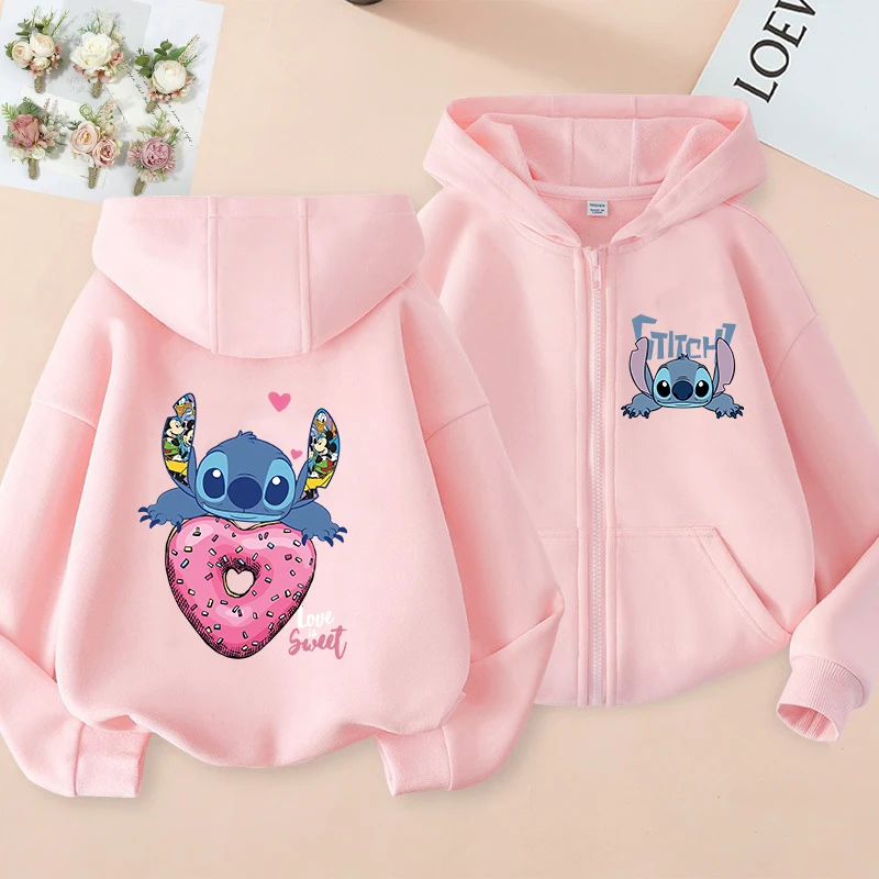 Y2k Sweatshirts Zip Up Stitch Hoodie Children Clothes Kid Girl Boy Lilo and Stitch Sweatshirt Zipper Hoody Baby Casual Top