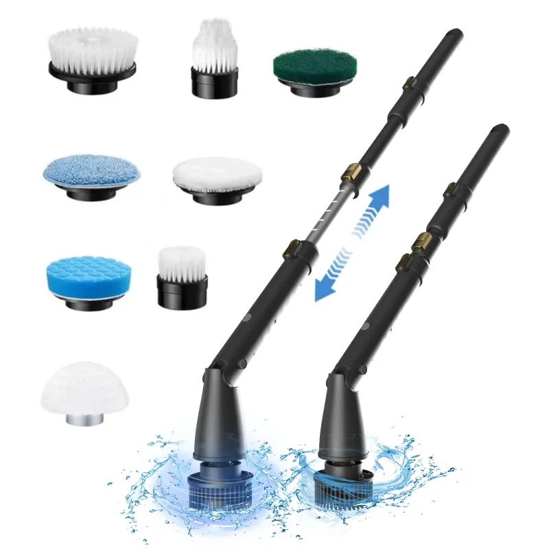 Hot Sale Spin Brush Adjustable Detachable Handle Wholesale Electric Spin Scrubber Cleaning Brush With 8 Replaceable Brush Heads