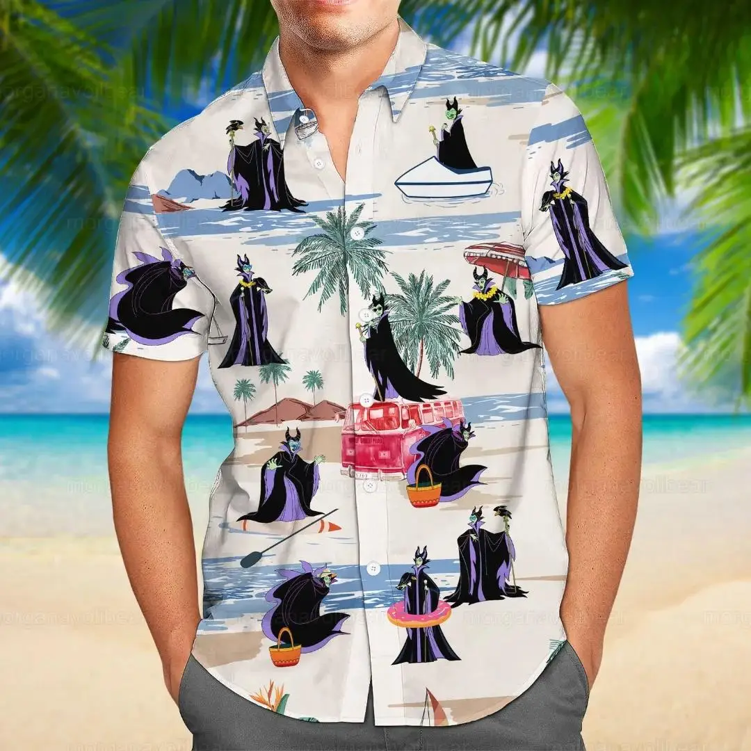 Camicia hawaiana Maleficent Beach Men manica corta Disney Street Harajuku Sleeping Beauty