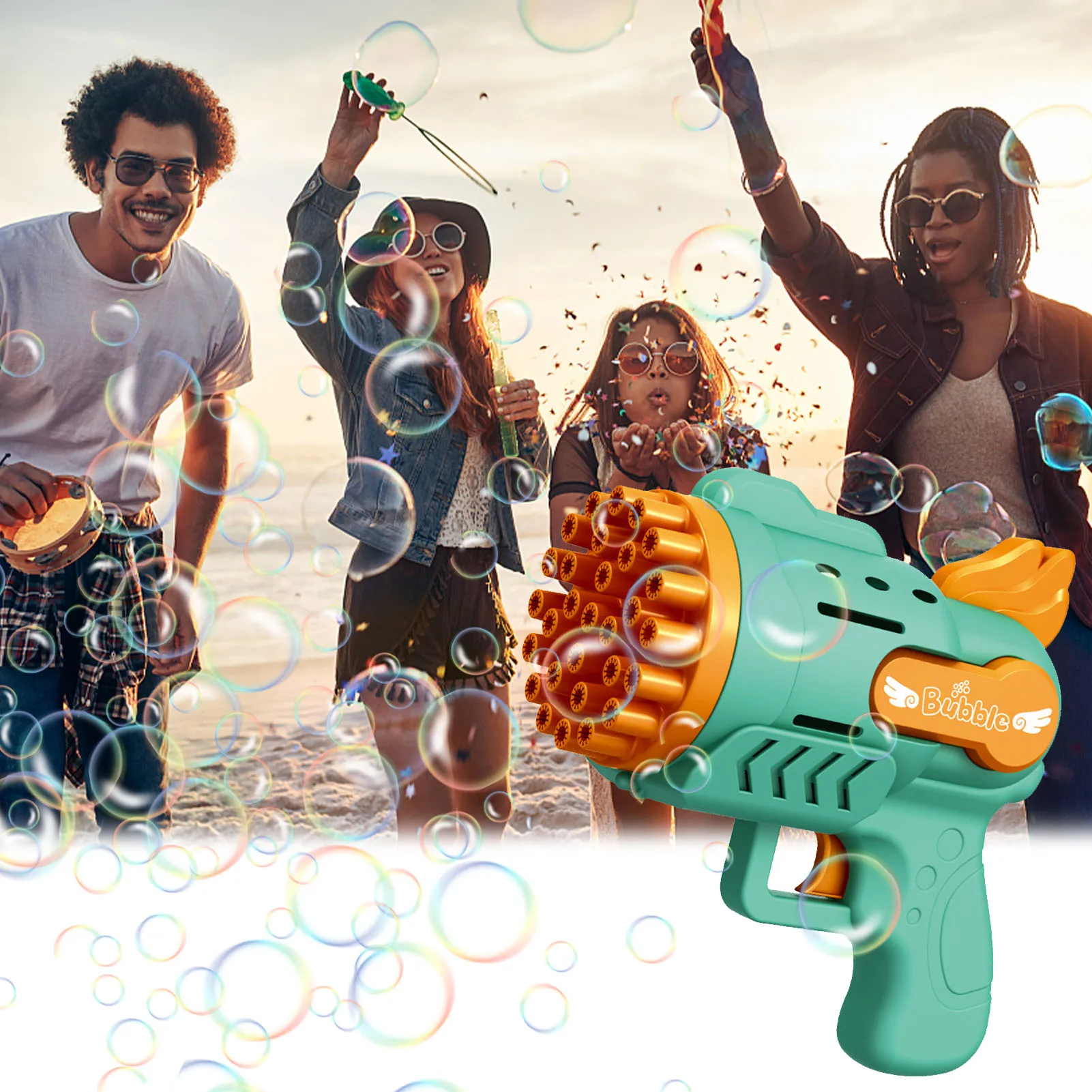 Sapone automatico elettrico Rocket Bubbles Machine Bubble Gun Kids Portable Outdoor Party Toy LED Light Blower Toys regali per bambini