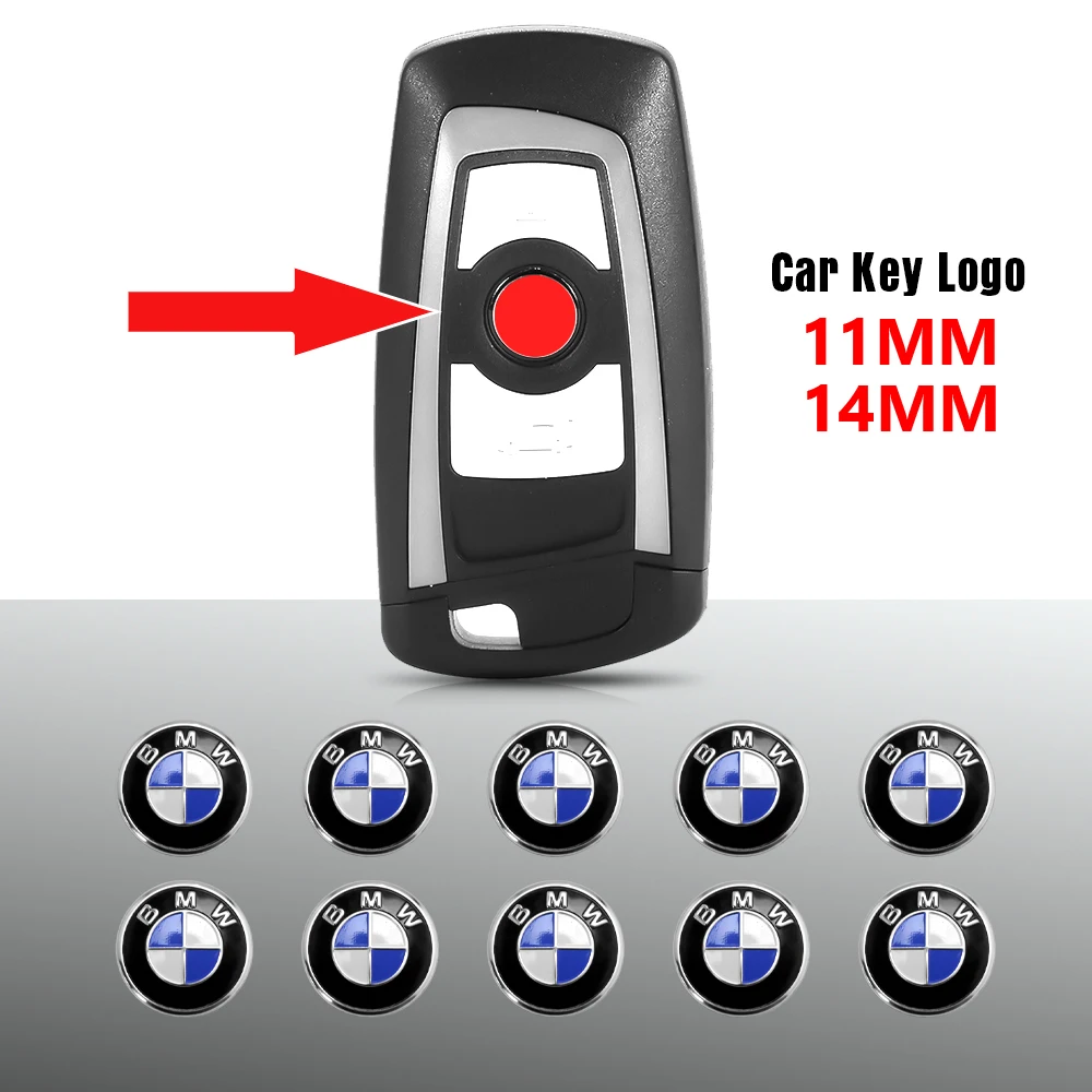 11/14mm chave remota do carro emblema emblema botão de rádio adesivo para bmw m desempenho e46 e47 e49 f30 f80 e36 e46 e93 e92 f34 f31 z4 x7