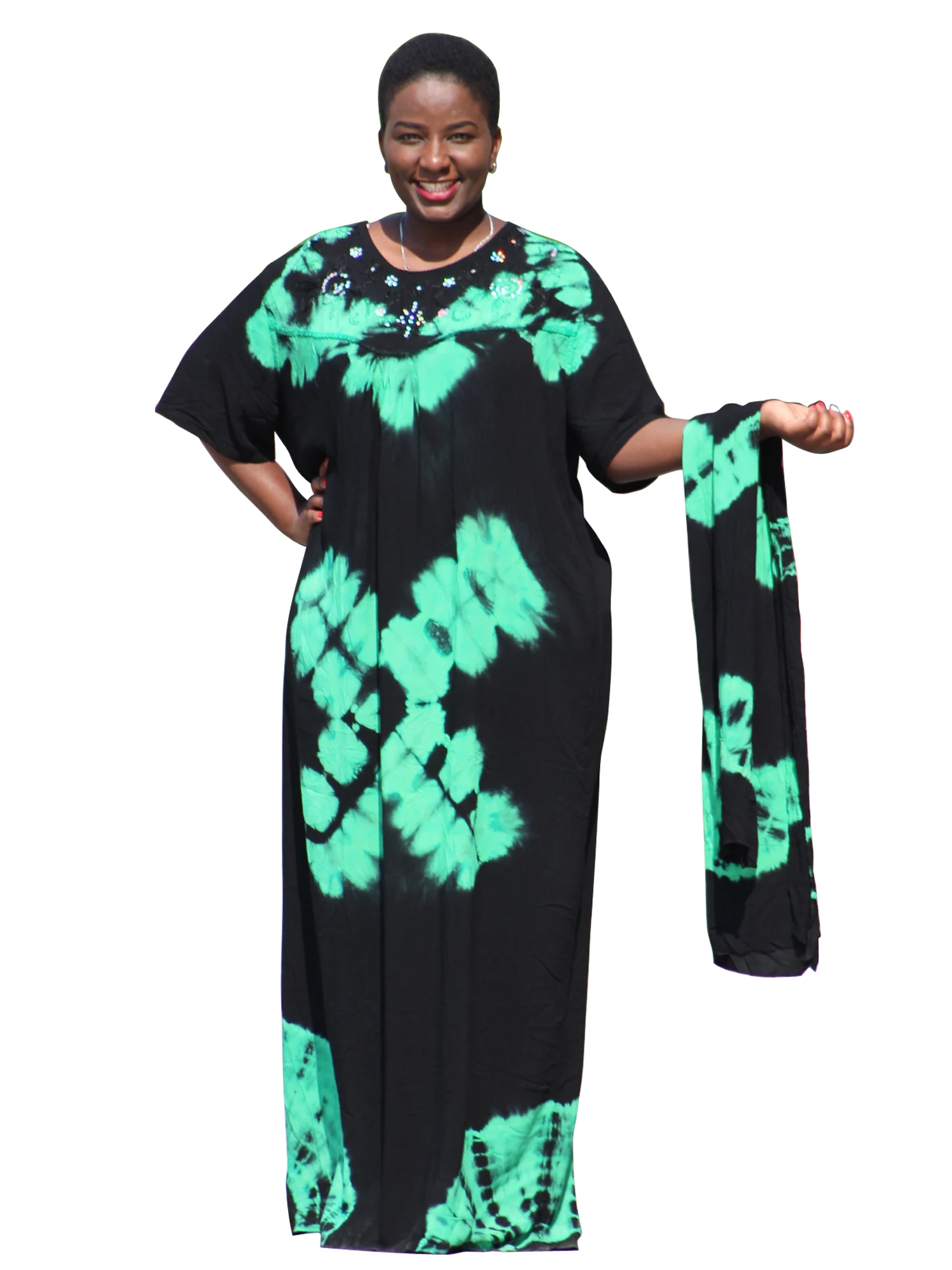 100% Cotton Africa Dashiki Diamonds Floral Maxi Stunning Elegant Femme Robe African Ladies Evening Long Dress With Scarf