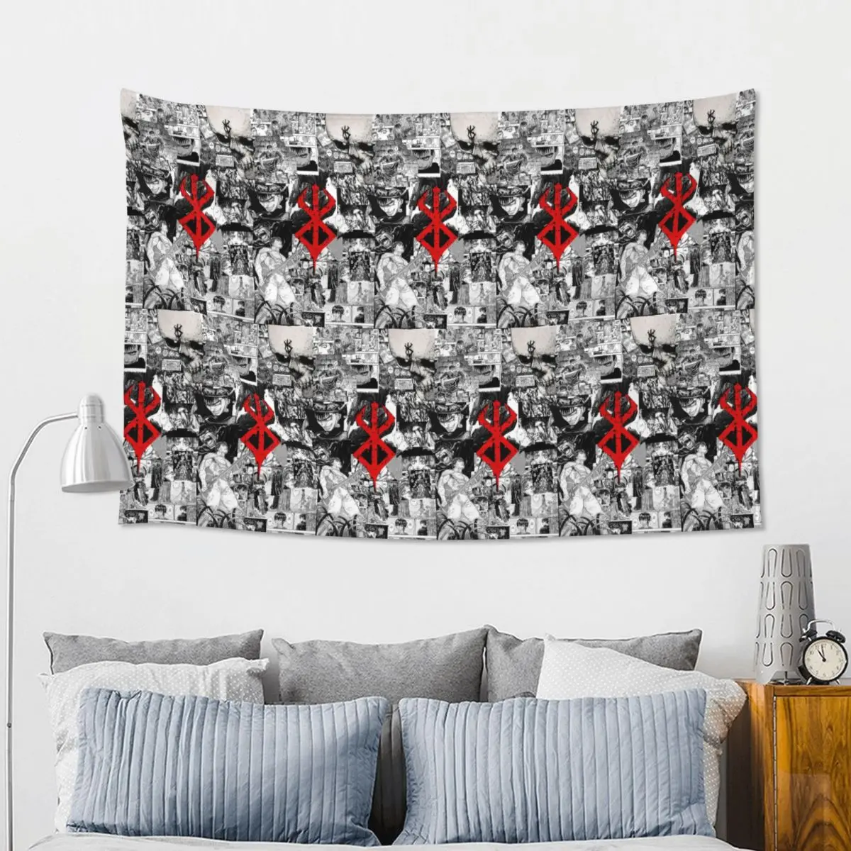 Japan Anime Berserk Swordsman Manga Guts Tapestry Art Wall Hanging Aesthetic Home Decoration Tapestries for Bedroom Dorm Room