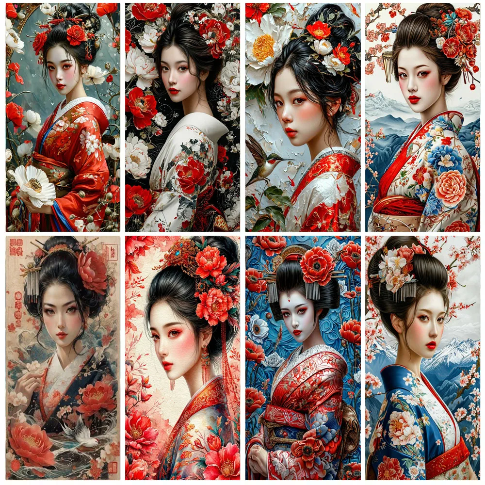 

5D DIY Diamond Mosaic Diamond Painting Chinese Costume Girl Beauty Flowers Diamond Embroidery Square Round Cross Stitch 100x200