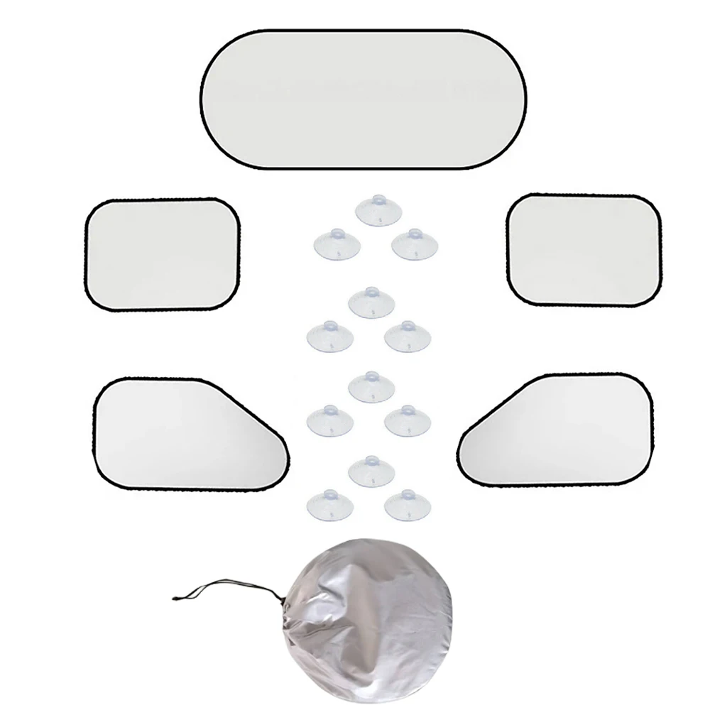 

5 шт. автомобильный передний и задний боковой солнцезащитный козырек для окна, солнцезащитный крем, защитная занавеска, складной УФ-лучи, универсальный комплект солнцезащитных чехлов