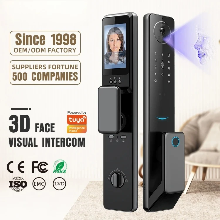 

Smart Door Lock Tuya Wifi Smart Fingerprint Cerradura Inteligente Digital Safe Door With Camera Lock For Home