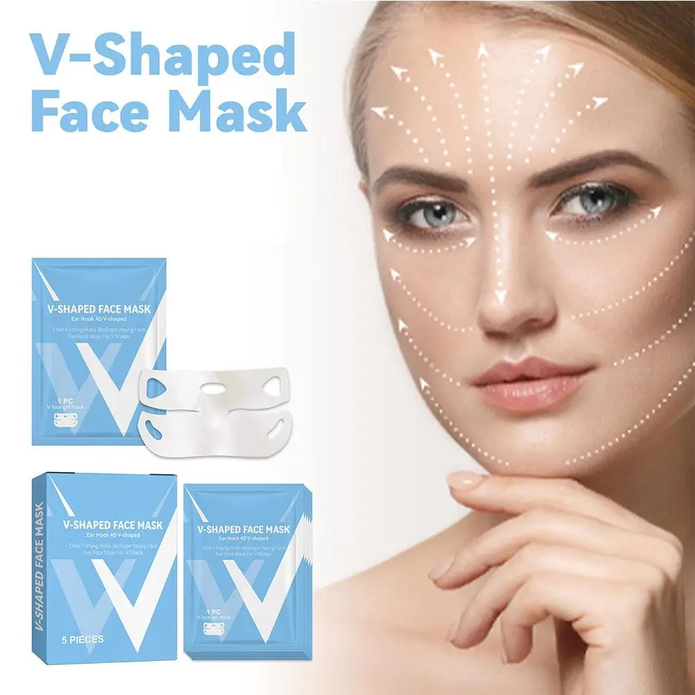 5pcs Face Lift Slimming Mask Neck Mask Face Lift V Reducer 3D Double Masseter Patch Ear Up Lifting Chin Skinny Chin Tighten I8X0