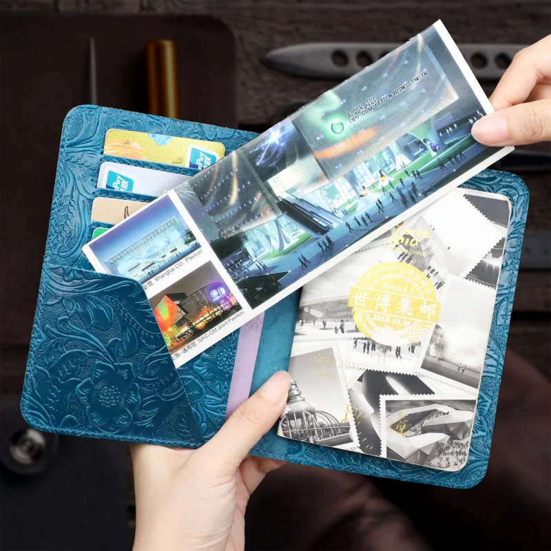 Custodia per passaporto in vera pelle Custodia per portafoglio da viaggio per uomo e donna Protezione per organizer per documenti da viaggio in pelle