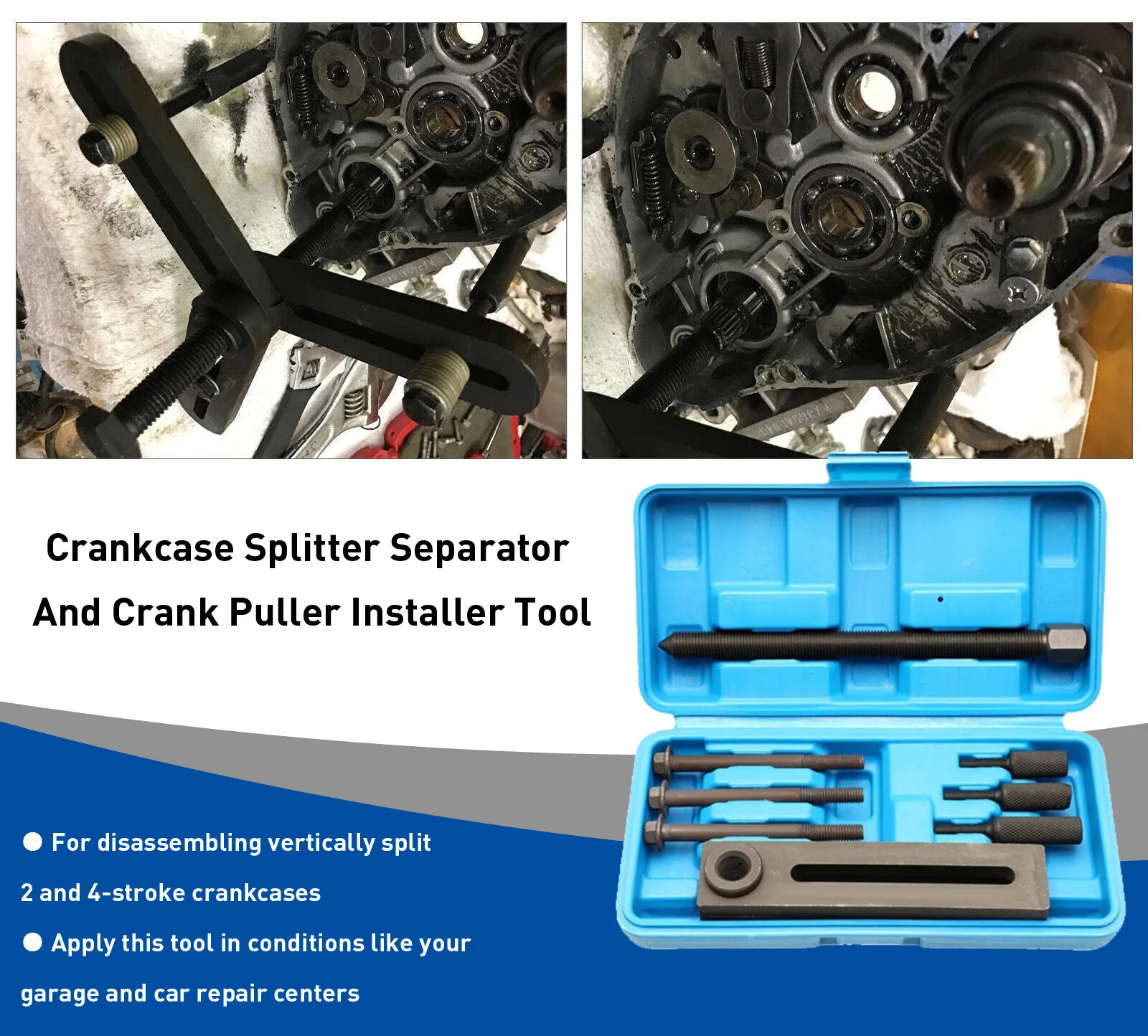 Crankcase Bolts Splitter Tool for Motorcycle Disassembling 2 4 Stroke Crankcases Puller Universal Fit Hard