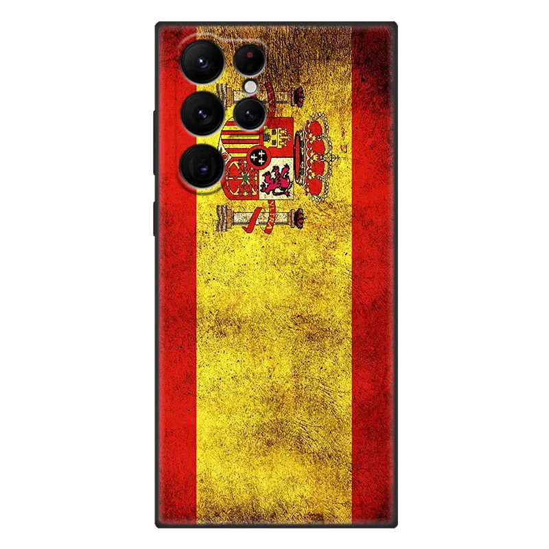 Spain flag Phone Case For Samsung Galaxy S23 S22 S21 Ultra S20 FE 5G S10E S10 Lite S9 S8 Plus S7 Edge Black Cover