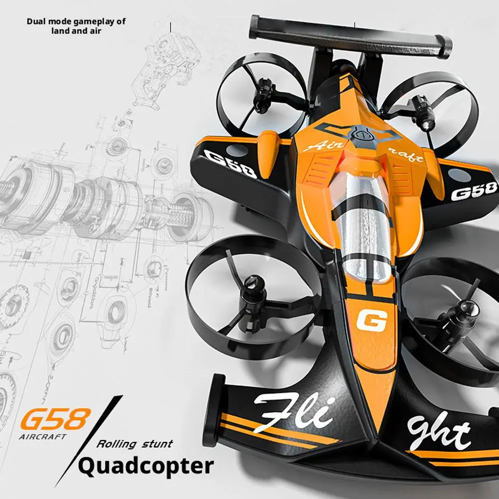 طائرة بدون طيار 2 في 1 RC Flying Stunt مع وضع مقطوعة الرأس وأضواء LED عالية السرعة على الأرض الانجراف 360 ° فليبس كوادكوبتر USB قابلة للشحن #5