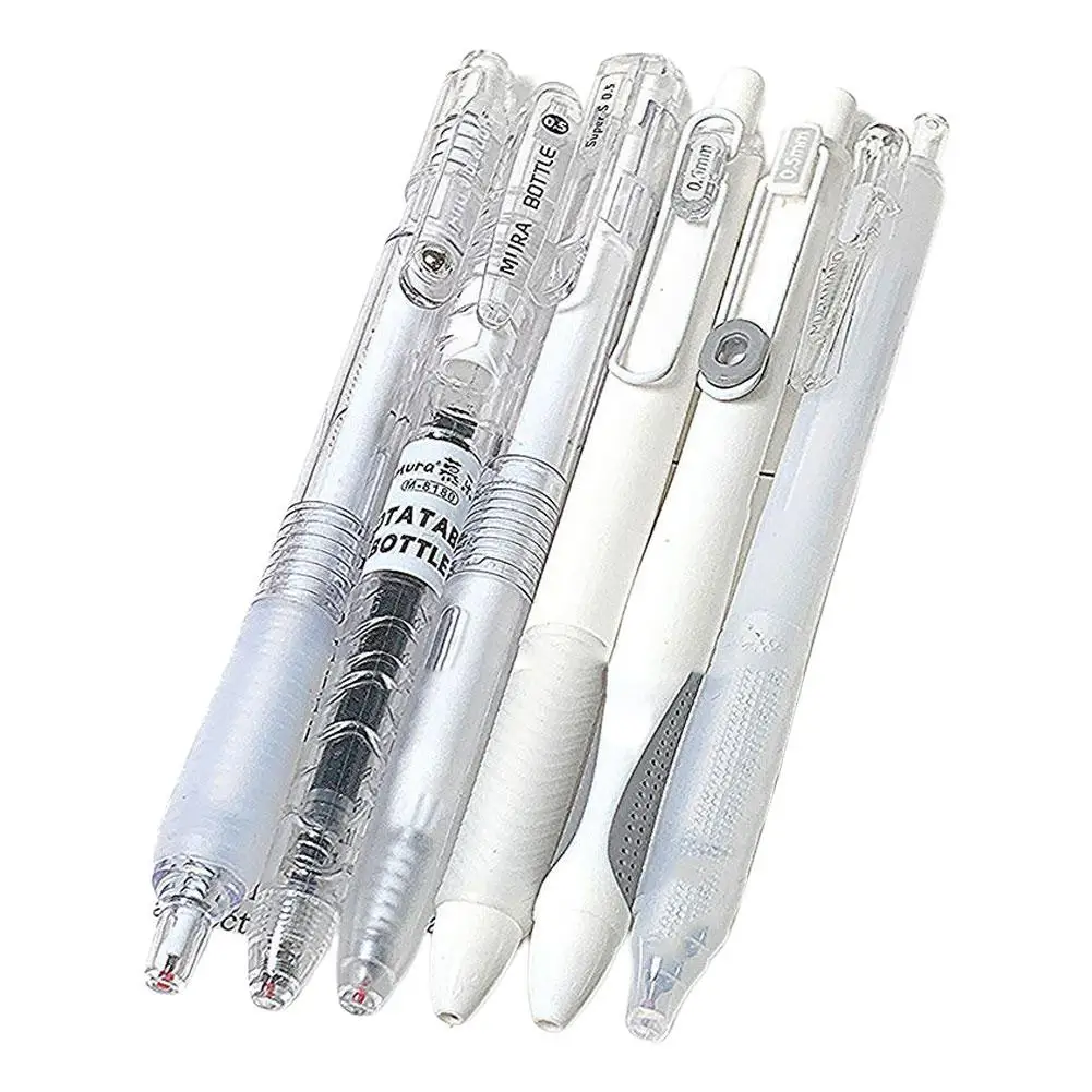 6pcs/set Peach Clear Tea Press Neutral Pen Quick Drying Black Pen  for Students School Supplies Office Korean Stationery