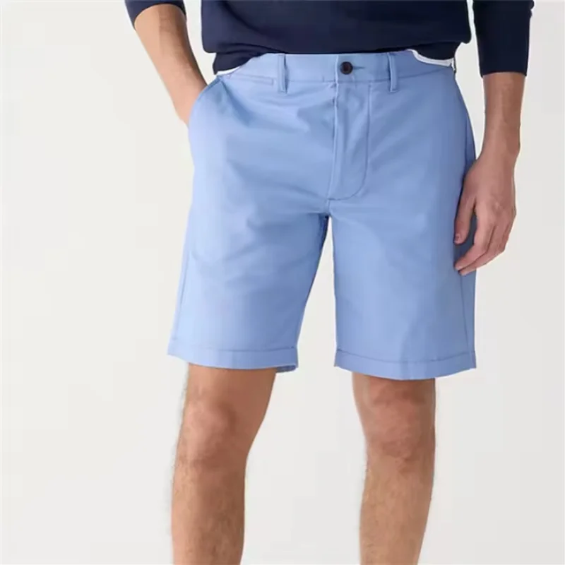 

Men's Solid Casual Shorts Summer Thin Elastic Pocket Mid-waist Loose Straight-leg Trousers Male