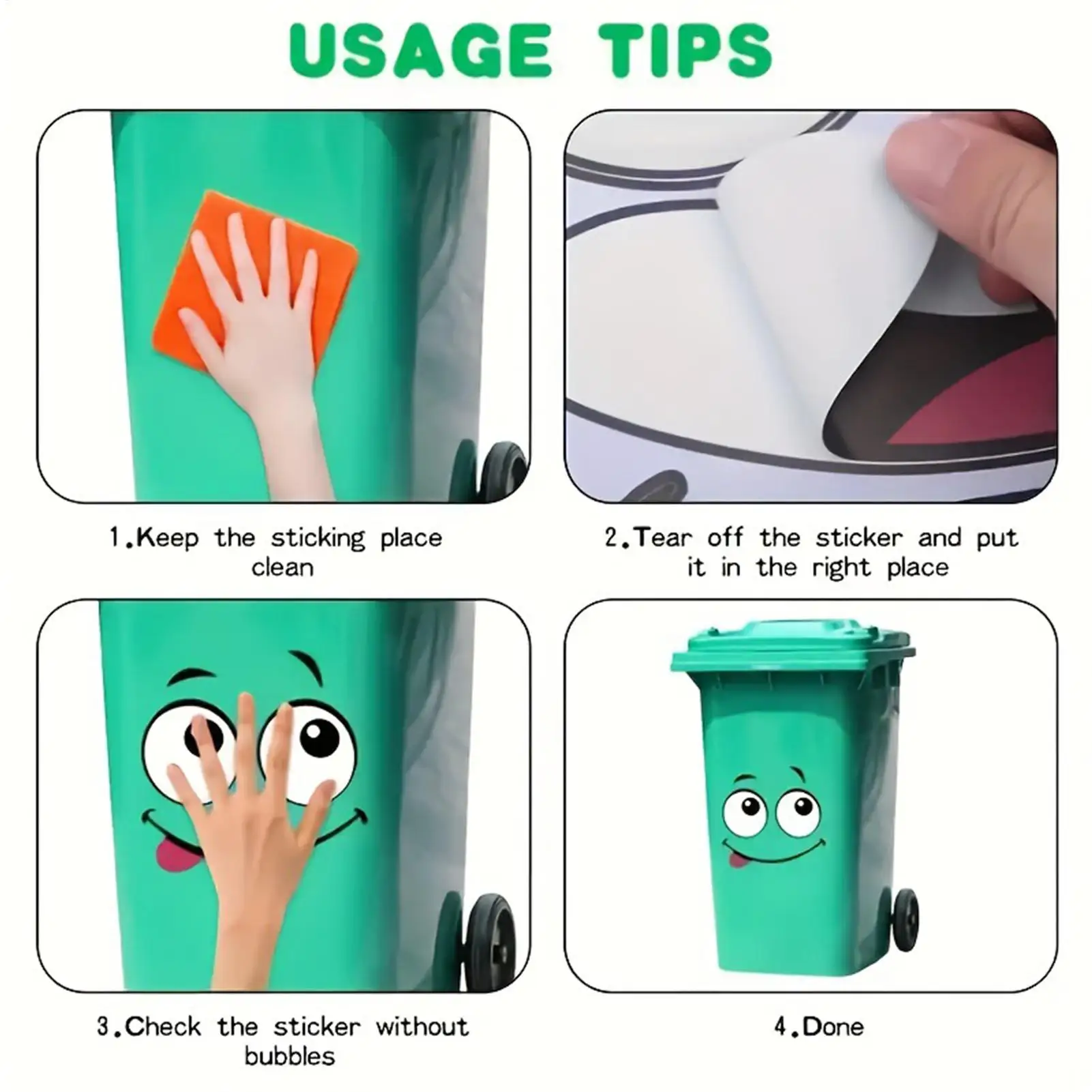 Trash Can Labels 8 Sheets Adhesive Cute Toilet Lid Decal Bin Stickers For Fridge Bins Wall Indoor Outdoor Kitchen Bucket