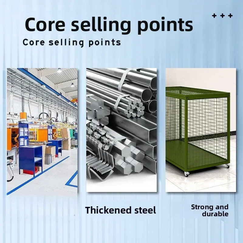 軍用フィールドボックス素材モバイルケージ、ユニバーサルホイールトレイラックグリーンモバイルケージ収納ケージ