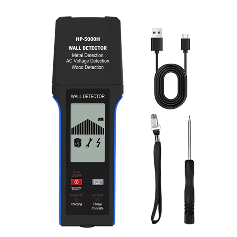 ABGI-HP-5000H เครื่องตรวจจับผนัง, ได้รับการรับรอง CE สแกนลึก 10 ซม., โลหะ/ไม้และตัวค้นหาสายไฟสดพร้อมระบบปิดอัตโนมัติ