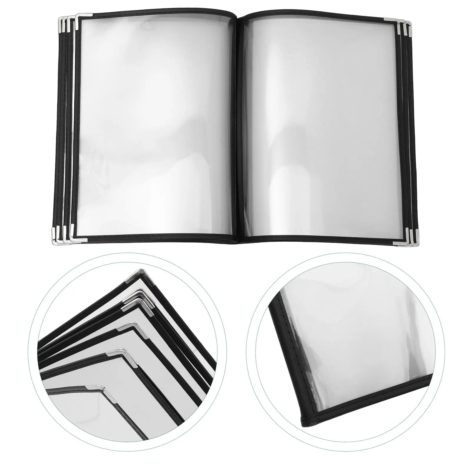 

Clear PVC Menu Book A4 Size Multi Page Binder Faux Cover Tear Resistant Restaurant Menu Folder Page Protectors Cafe Bars