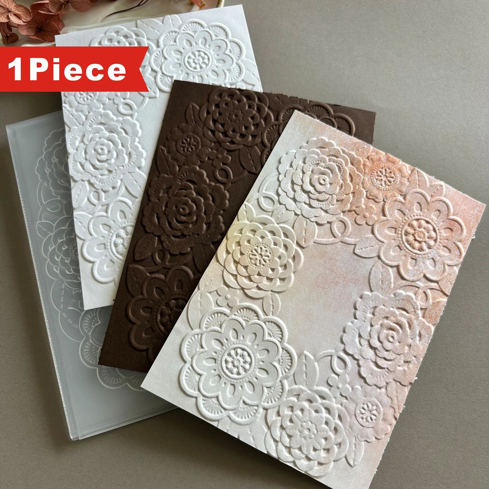 Ordner mit 3D-Prägung, geeignet für DIY-Sammelalbum und Kartenherstellung – „White Lace Pattern Card Beautiful Picture“, Geburtstag, Hochzeit,