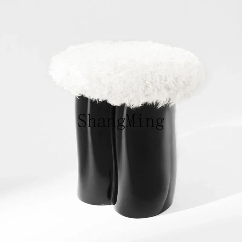 DHY ONE WEEK DESIGN Lamb wool round stool