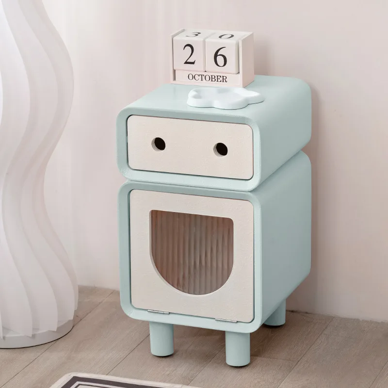 AOLIVIYA Bedroom Bedside Table Nightstand Sofa Side Storage Cabinet Nordic Cream Kids Small Creative Locker Modern
