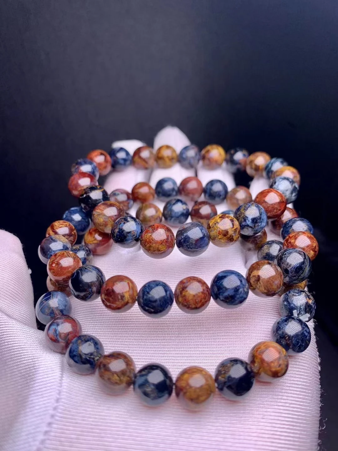 

Natural Blue Red Pietersite Round Beads Bracelet Jewelry 9.5mm Cat Eye Stretch Yellow Pietersite From Namibia Genuine AAAAAA