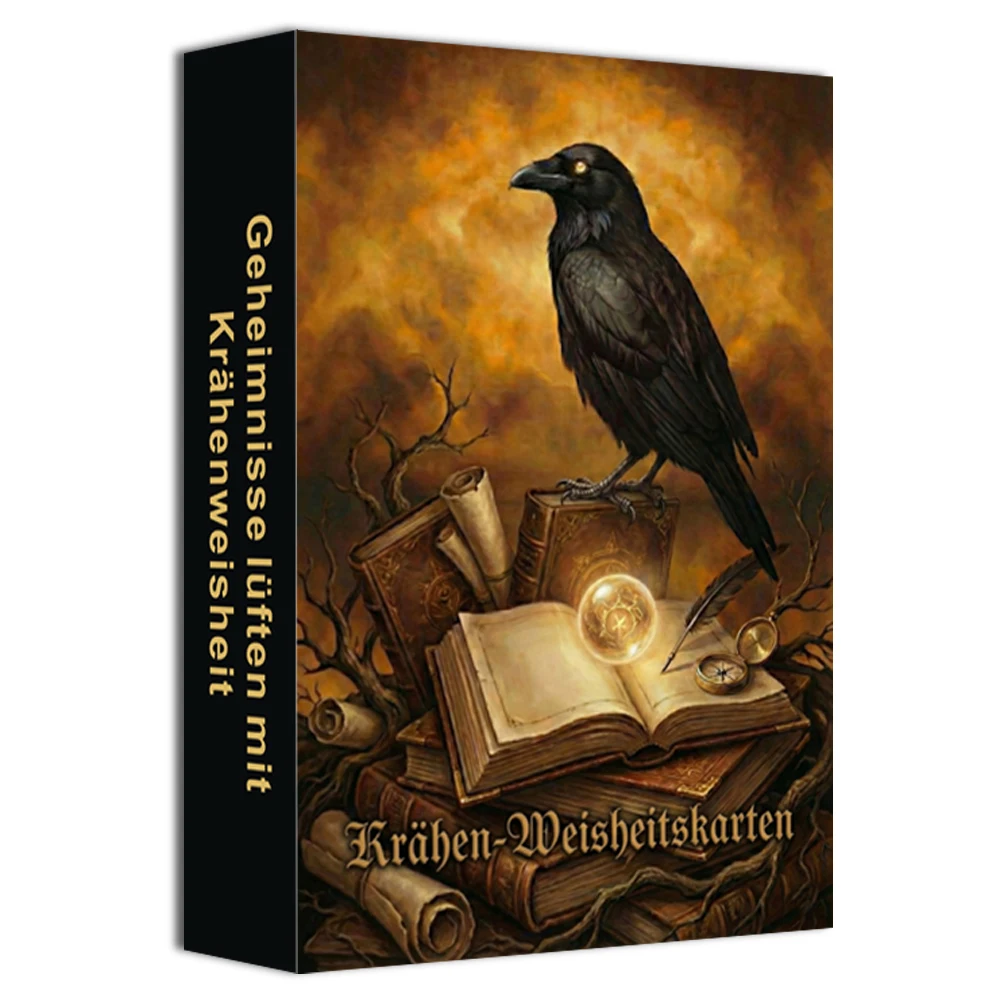 Deutsches Orakelkartendeck, 50 Karten, Mysteriöses Krähen-Thema, Persönliche Reflexion, Anleitung, Kartenspiele, Tarotkarte, 12*8cm, 14+
