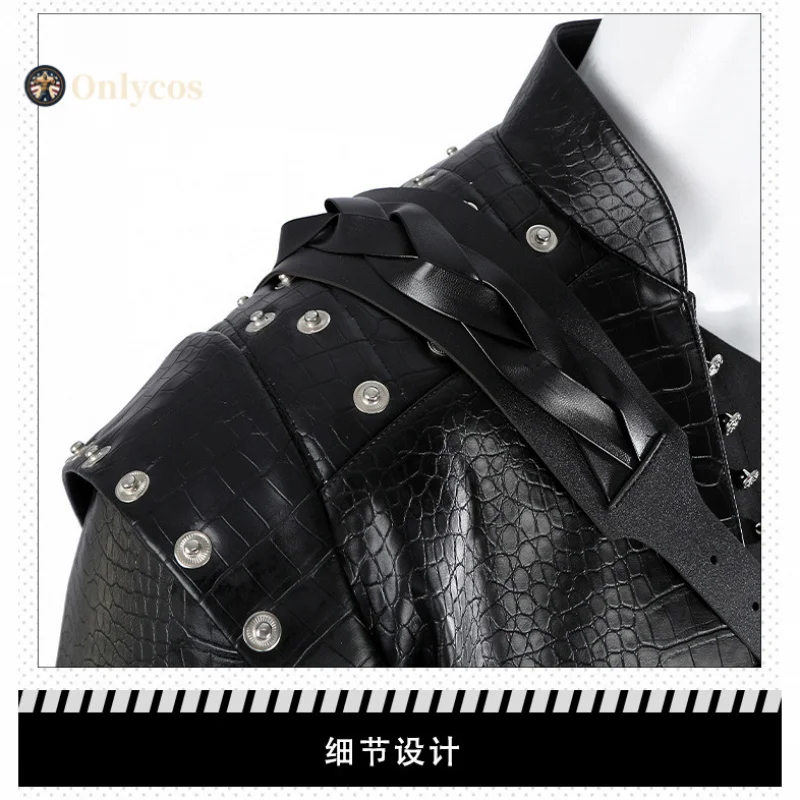 جيرالت أوف ريفيا كوسبلاي الساحرة 5 أزياء الهالوين للرجال وسيم موحد معطف الدعائم مجموعة إكسسوارات الأحذية Onlycos