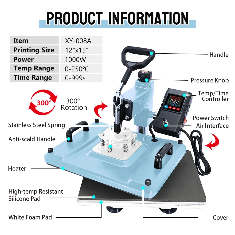 ماكينة ضغط كومبو 8 في 1 من بايين ماكينة ضغط حرارية لآلة القميص/القدح/اللوحة للتسامي