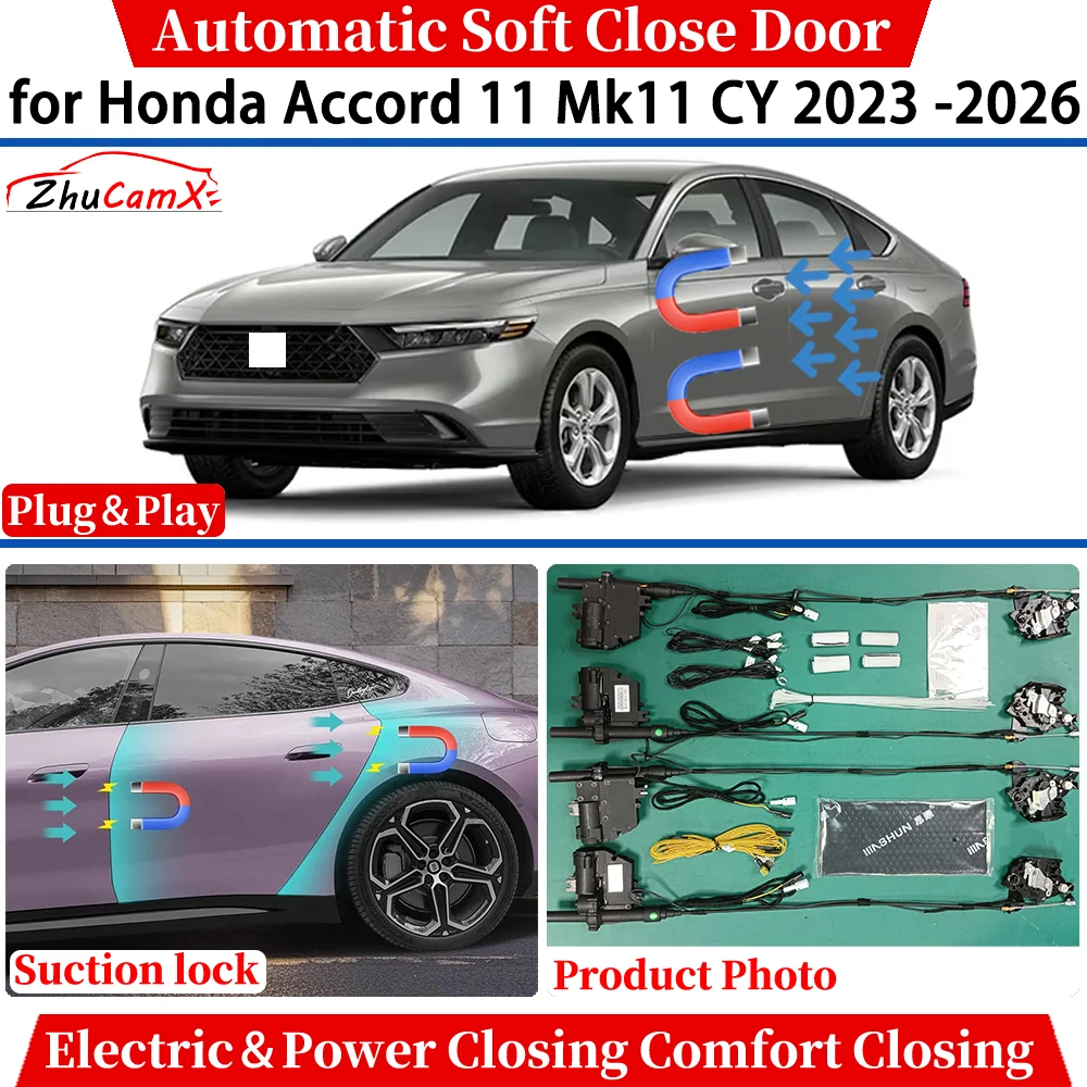 for Honda Accord 11 Mk11 CY 2023 2024 2025 2026 Automatic Soft Close Door Electric Power Comfort Closing Suction lock System