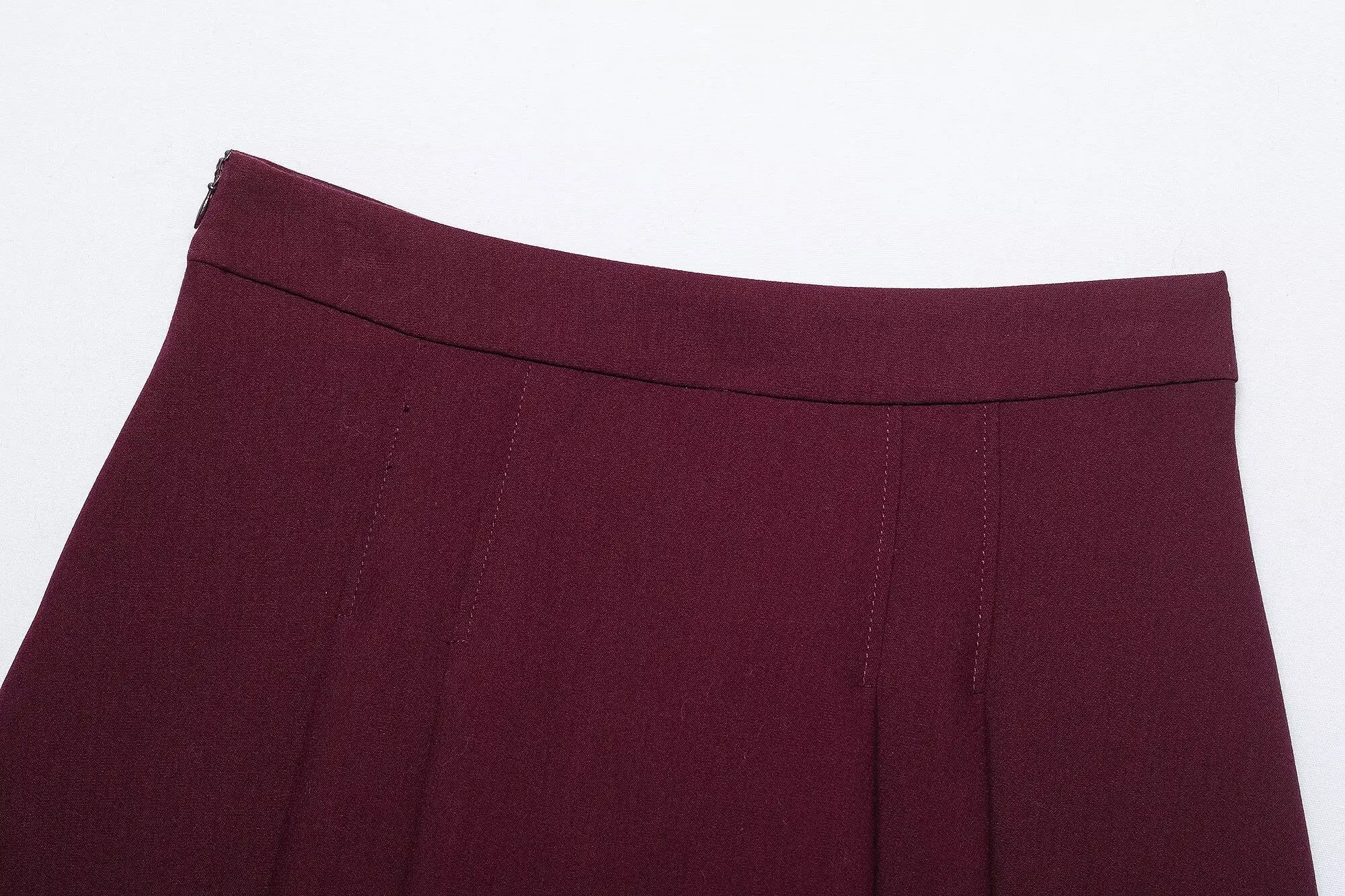 2025 New Arrival Women's Fashion Pleated Decorative Comfortable Casual Versatile Retro High-Waisted Side-Zipper Mini Skirt