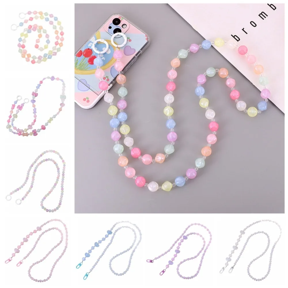 

Night Glow Beaded Crossbody Phone Chain Bag Chain Cellphone Lanyard Mobile Phone Crossbody Strap Universal Candy Color